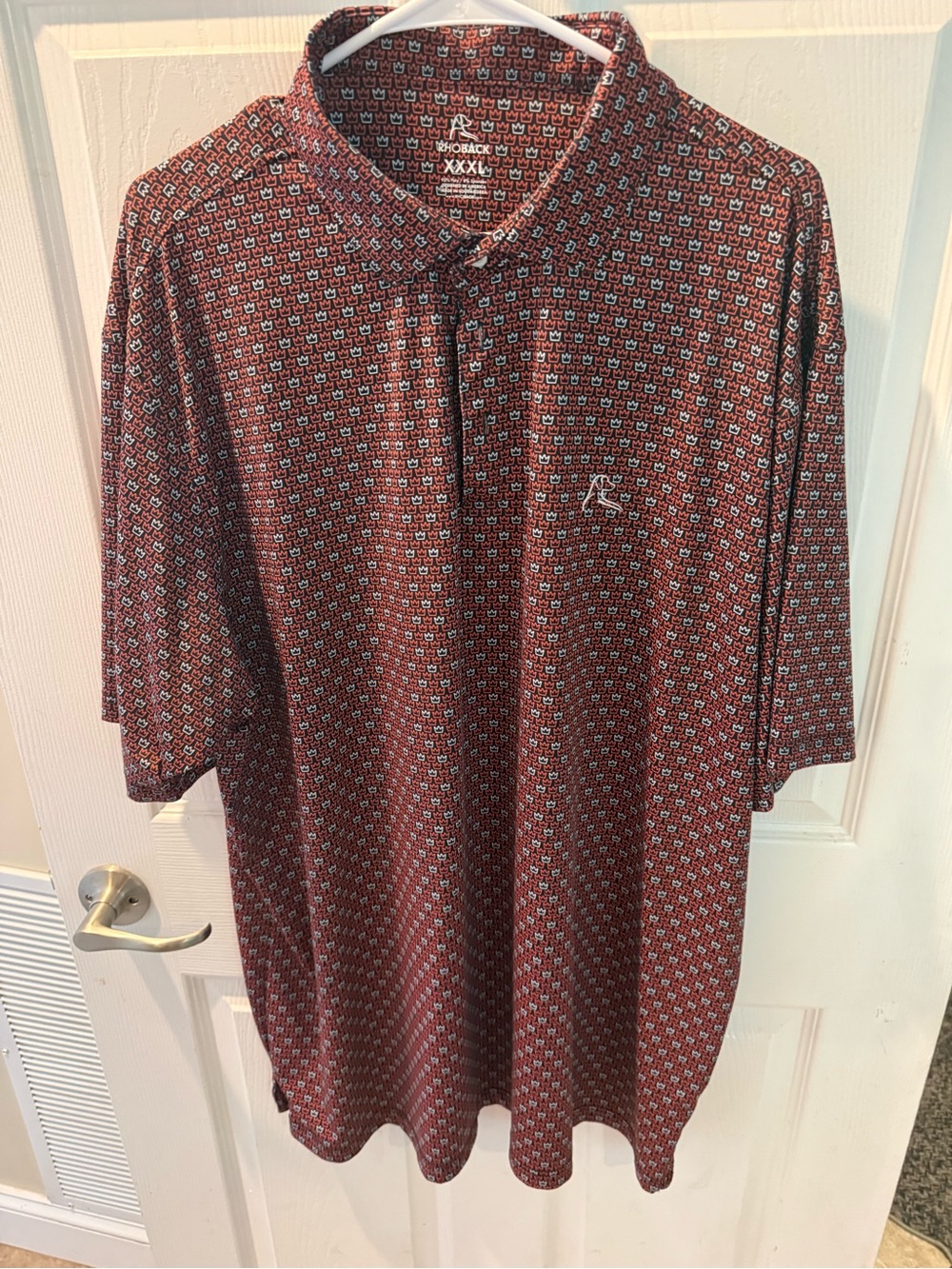 Rhoback Men's Burgundy Geometric Performance Polo